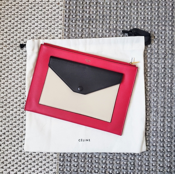Celine Handbags - Cèline Calfskin Fuchsia Clutch